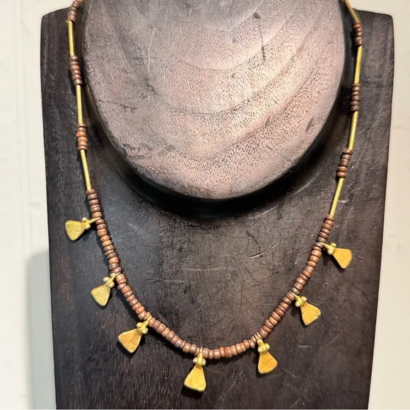 Pre-Colombian Gold and Wood Beaded Necklace - Picture 2 of 6